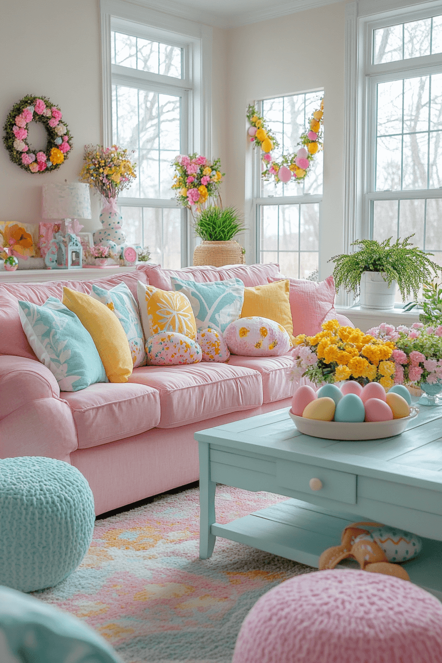 25 Easter Living Room Decor Ideas for a Colorful and Cozy Setup