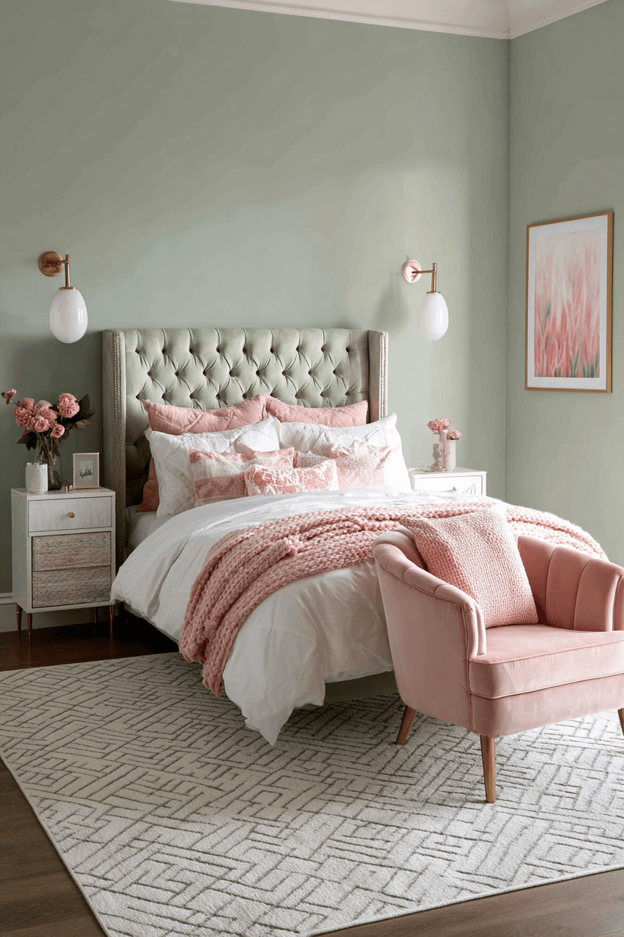 27 Sage Green and Pink Bedroom Ideas That Feel Soft, Pretty, and Wonderfully Cozy