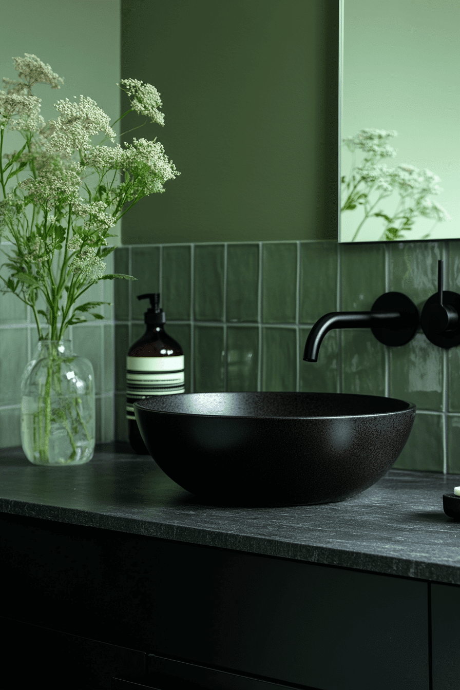 27 Sage Green and Black Bathroom Ideas That Feel Bold, Modern, and Beautifully Refined