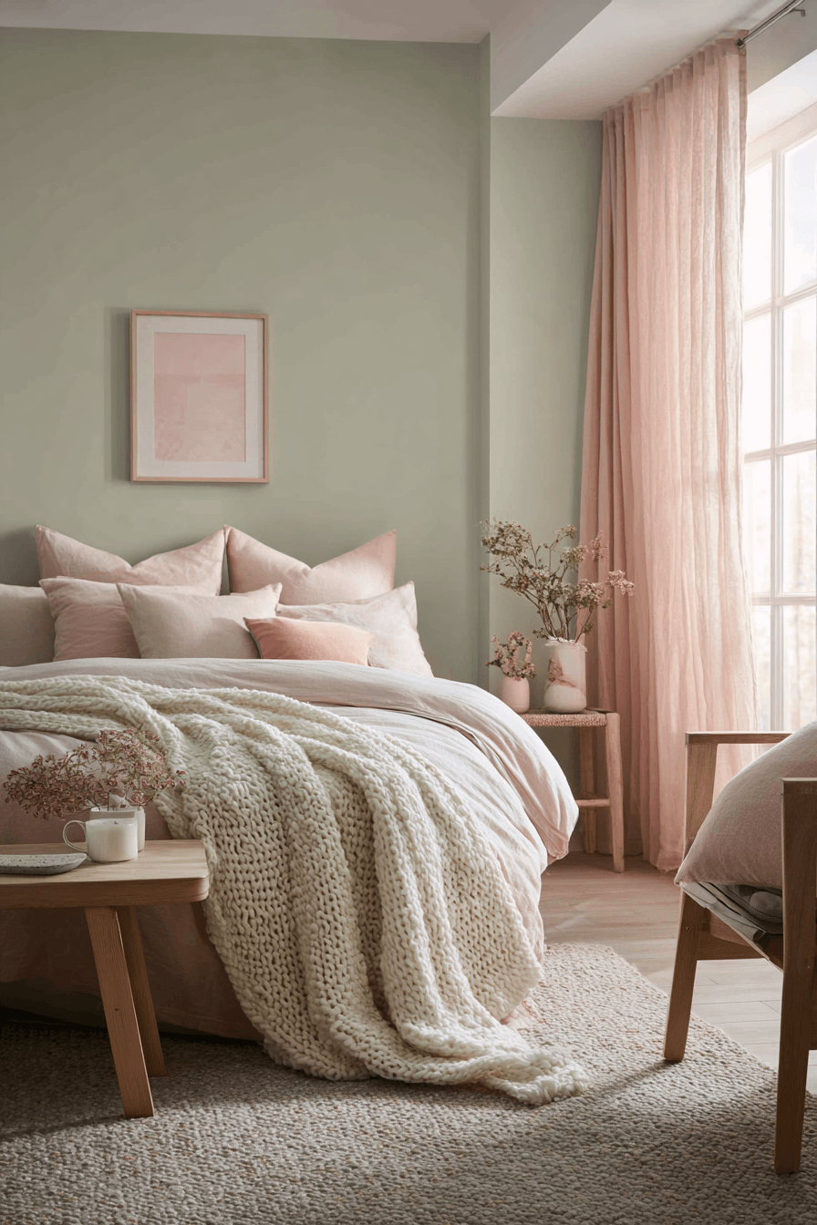 27 Sage Green and Pink Bedroom Ideas That Feel Soft, Pretty, and Wonderfully Cozy