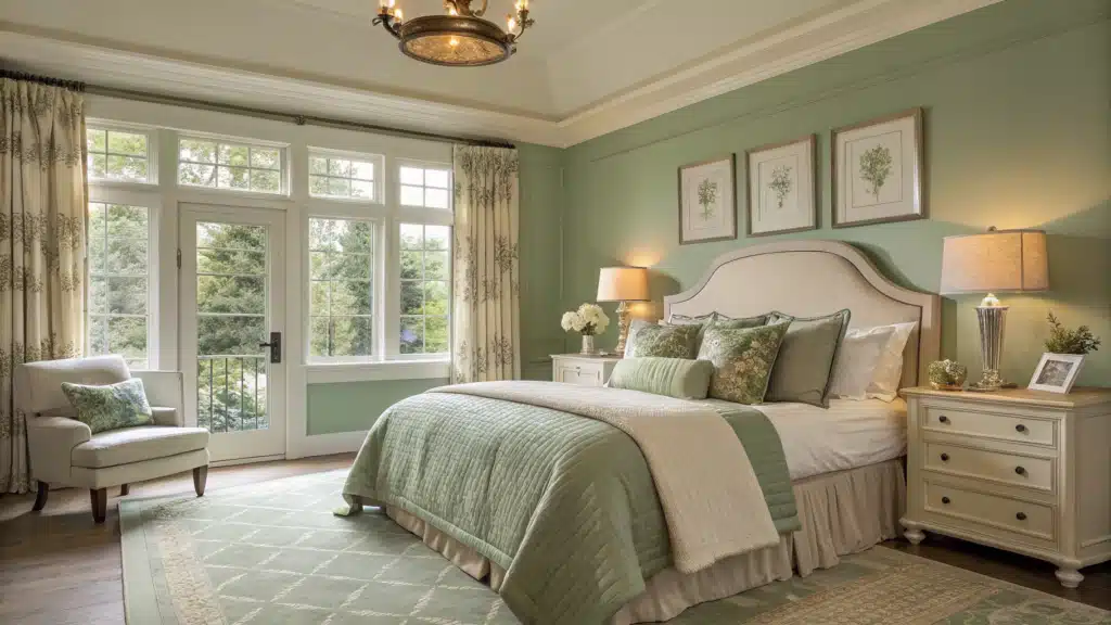 Sage Green and Cream Bedroom