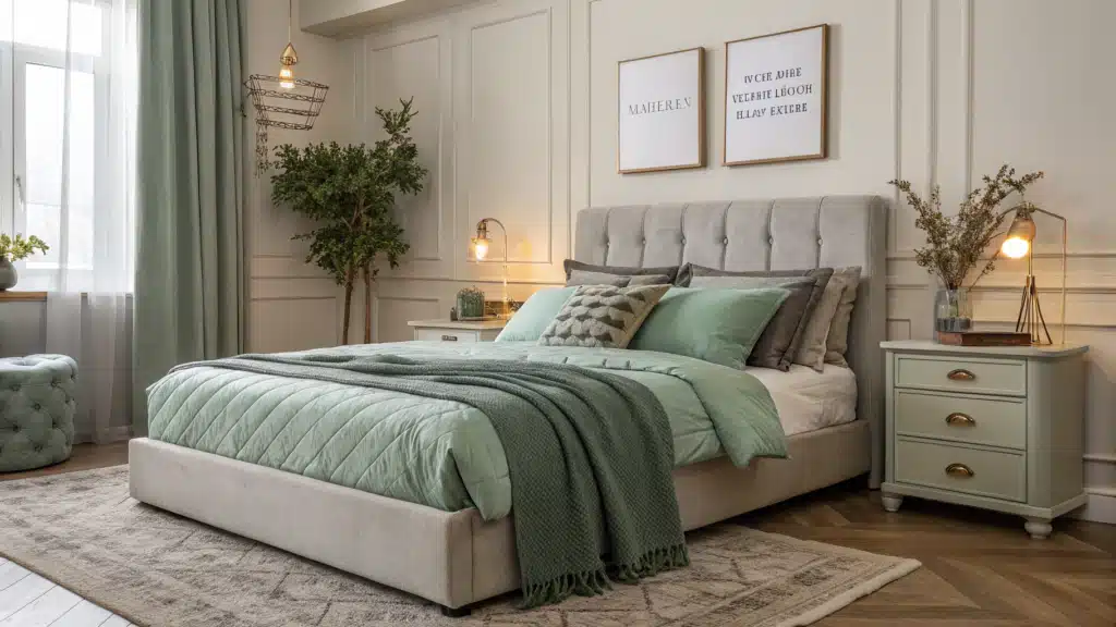 Sage Green and Grey Bedroom