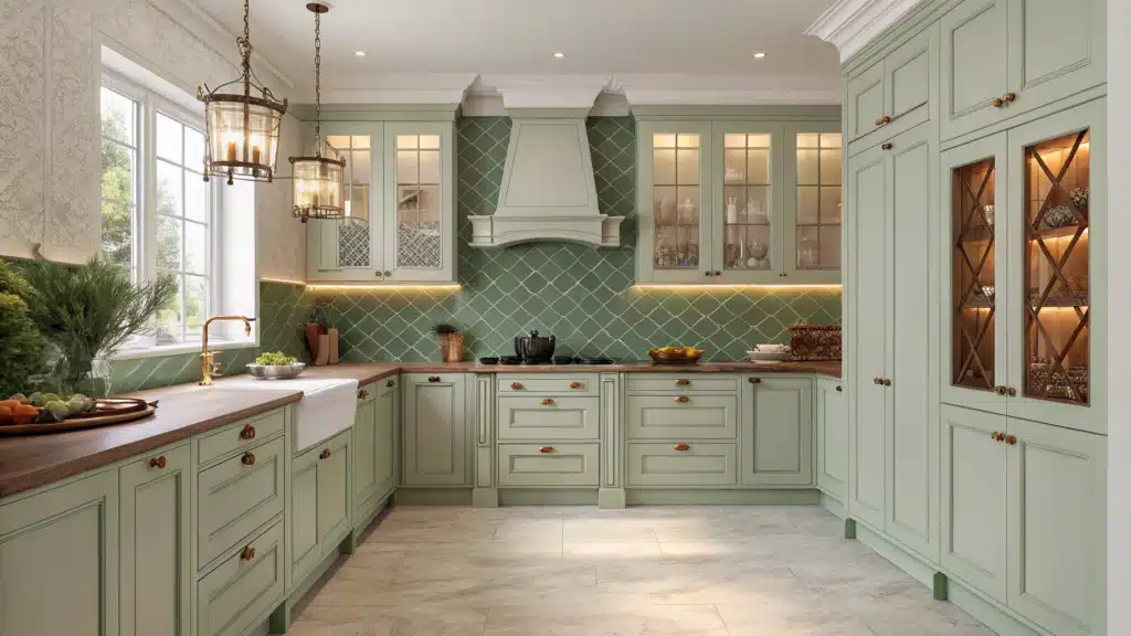 Sage Green Backsplash Kitchen