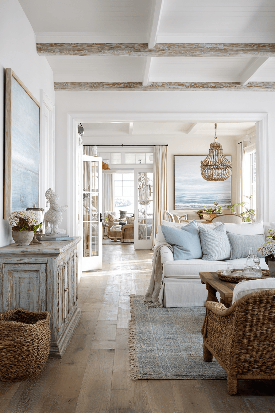 26 Beachy Farmhouse Ideas That Blend Coastal Charm and Rustic Comfort