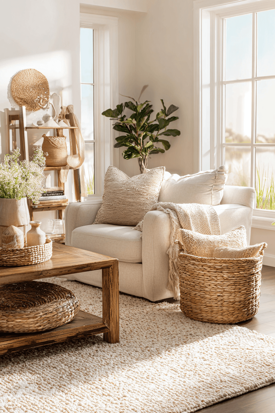 26 Beachy Boho Living Room Ideas for a Casual Coastal Vibe