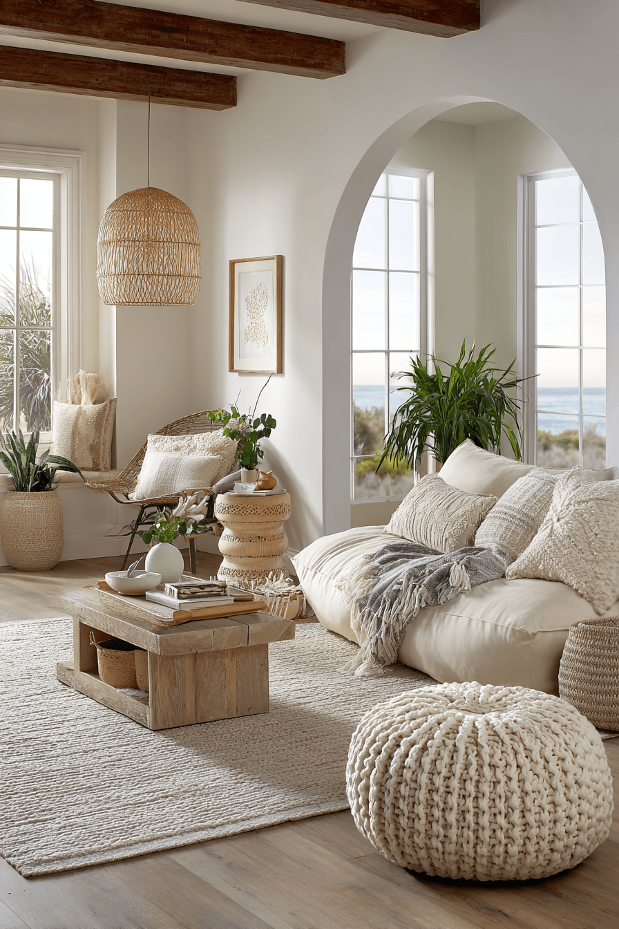 26 Beachy Boho Living Room Ideas for a Casual Coastal Vibe