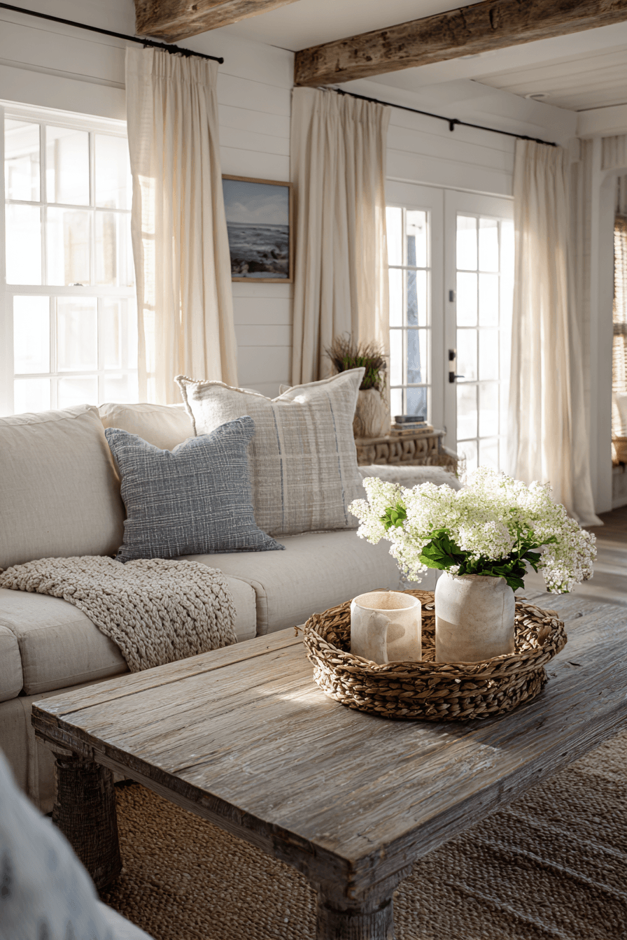 26 Beachy Farmhouse Ideas That Blend Coastal Charm and Rustic Comfort