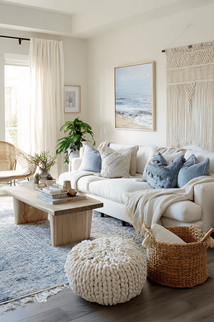 26 Beachy Boho Living Room Ideas for a Casual Coastal Vibe