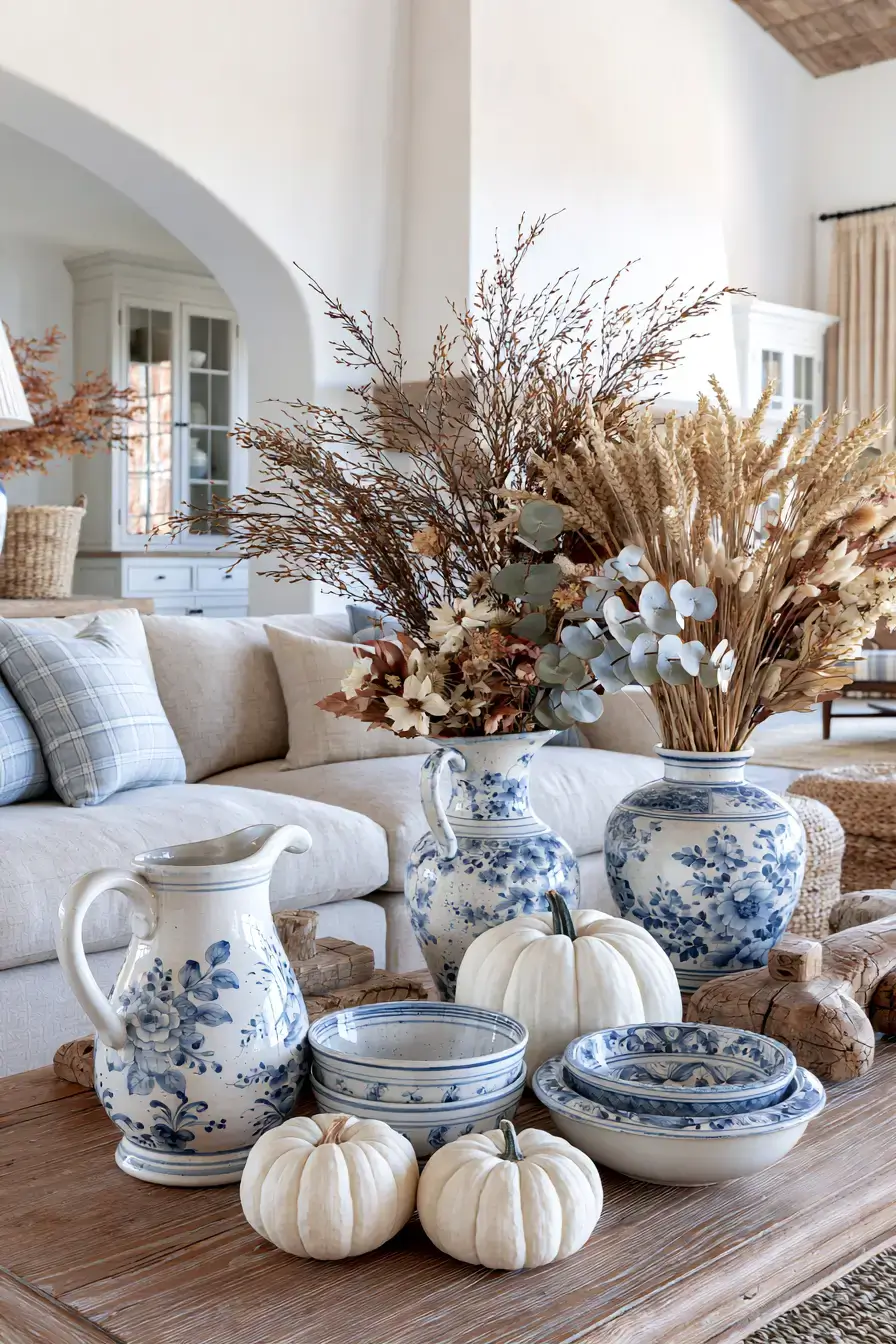27 Blue and White Fall Decor Ideas That Make the Season Feel Fresh