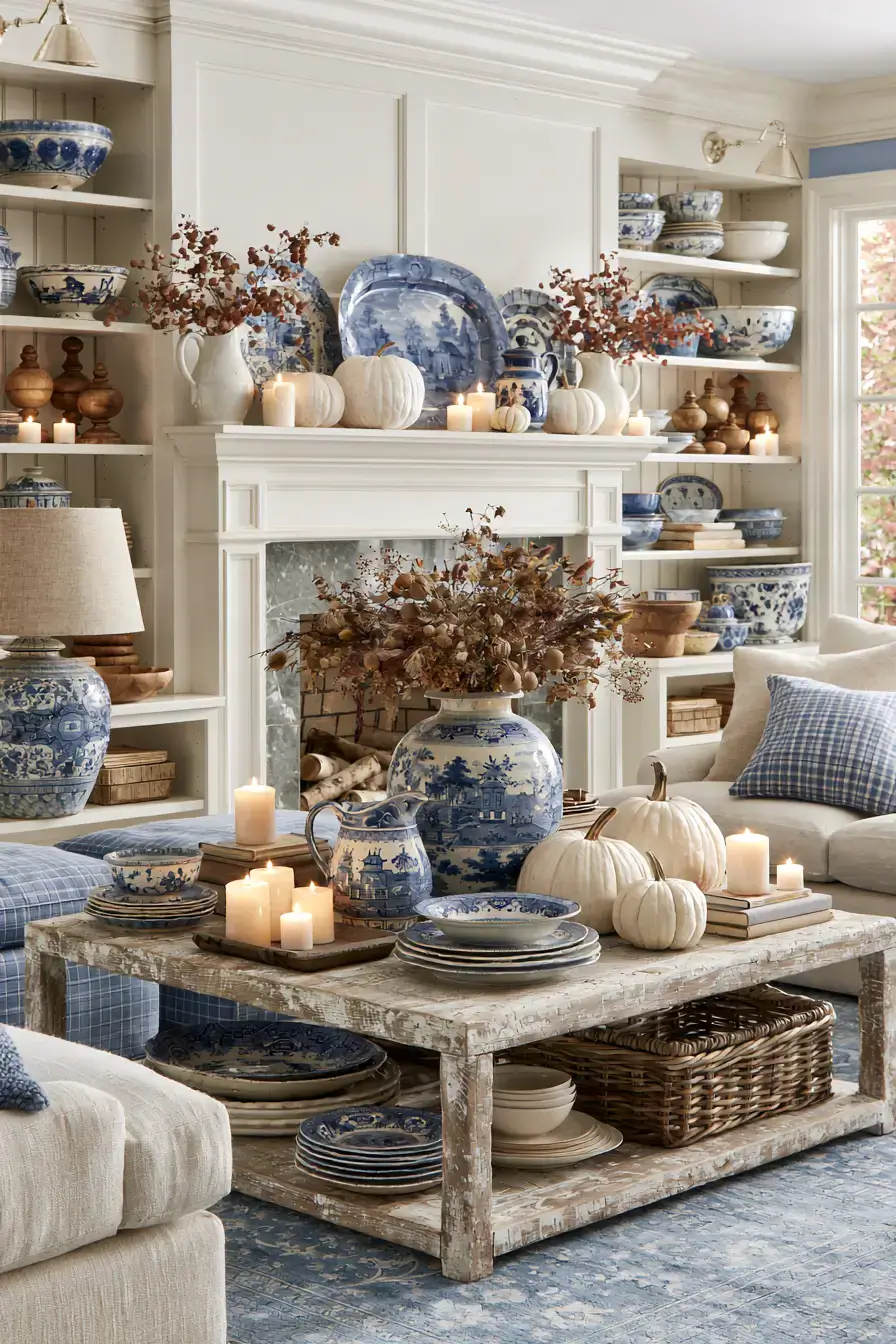 27 Blue and White Fall Decor Ideas That Make the Season Feel Fresh