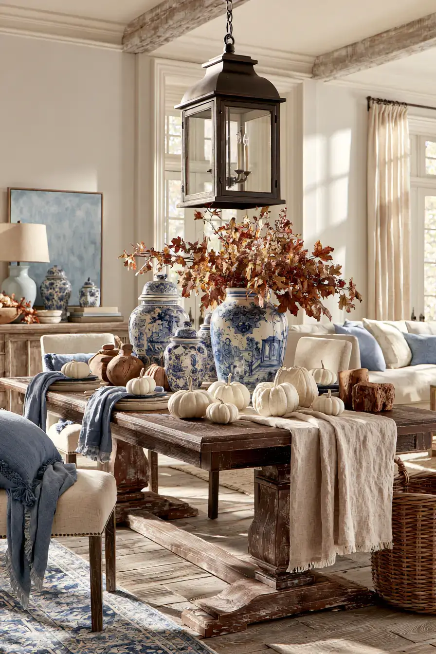 27 Blue and White Fall Decor Ideas That Make the Season Feel Fresh