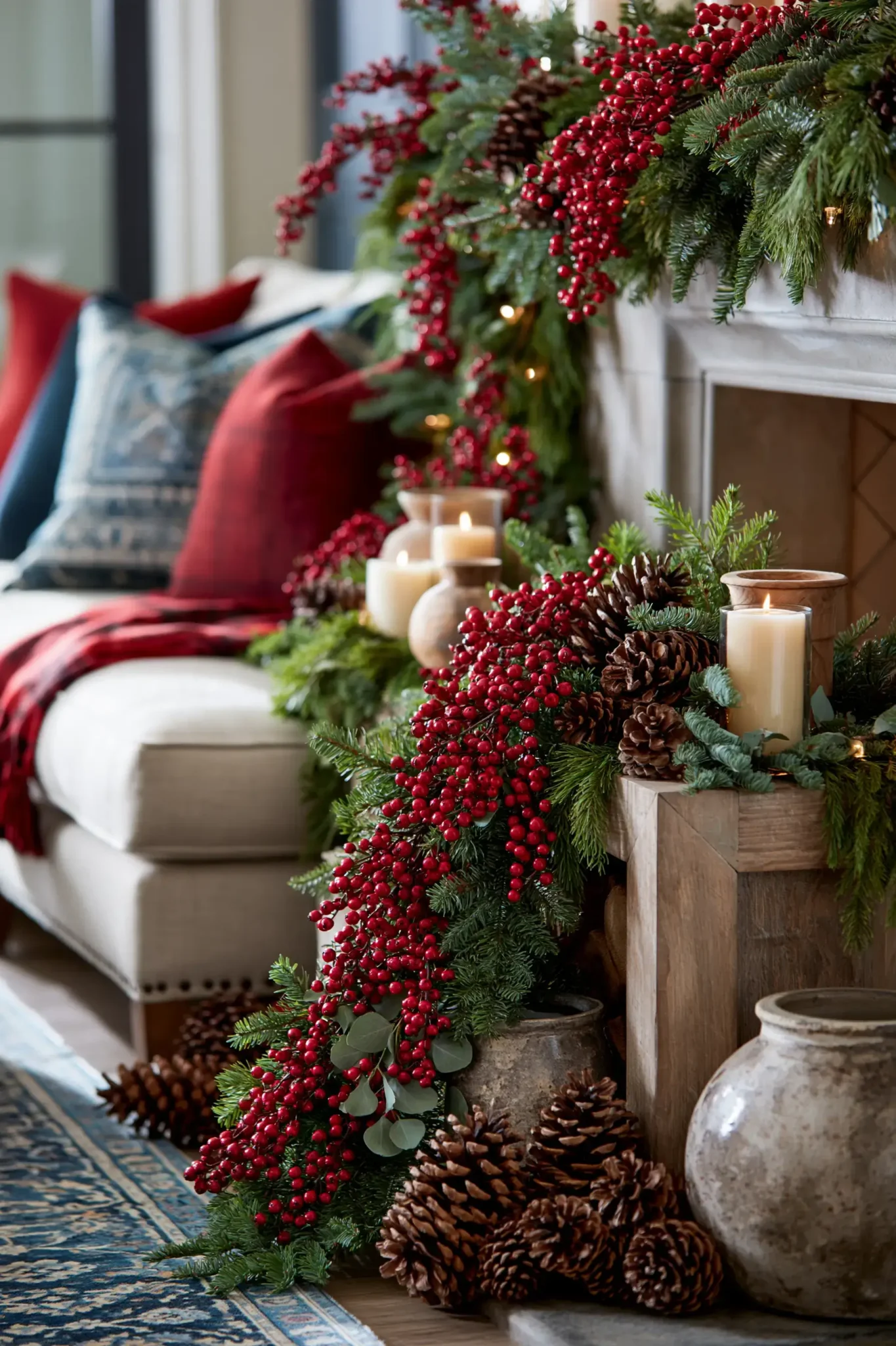 21 Christmas Mantle Decor Ideas for a Quiet, Lit Focal Point