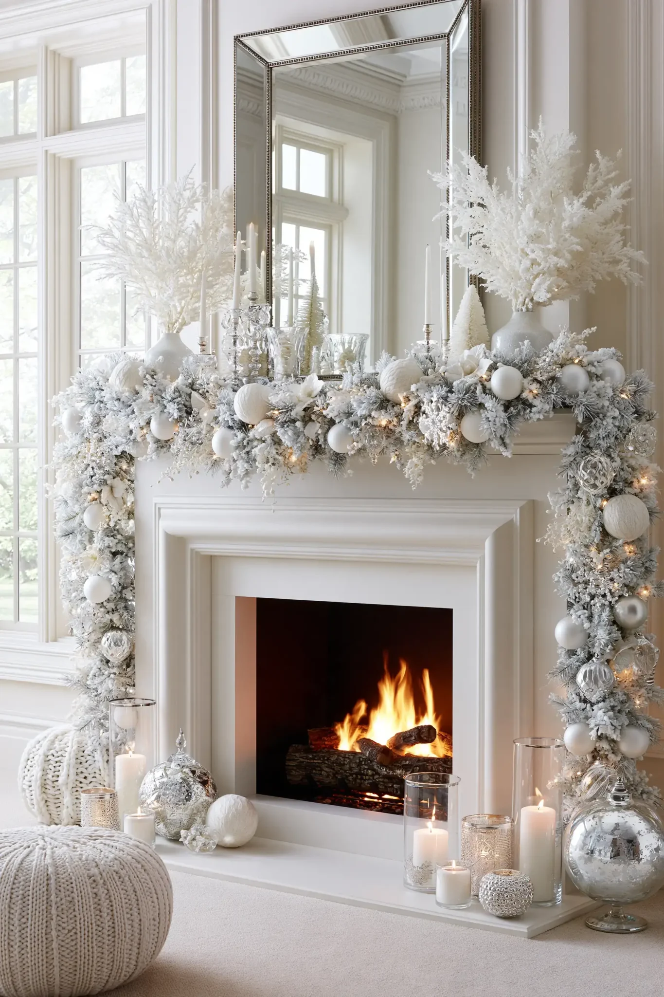 21 Christmas Mantle Decor Ideas for a Quiet, Lit Focal Point