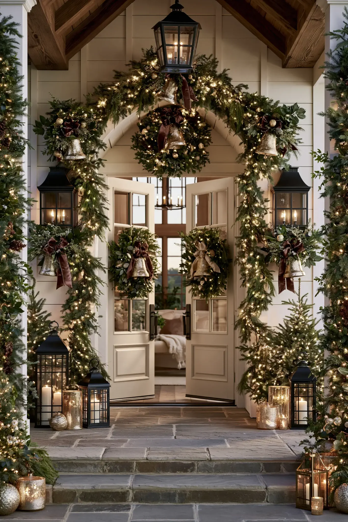 22 Christmas Porch Decor Ideas for a Warm, Lit Welcome