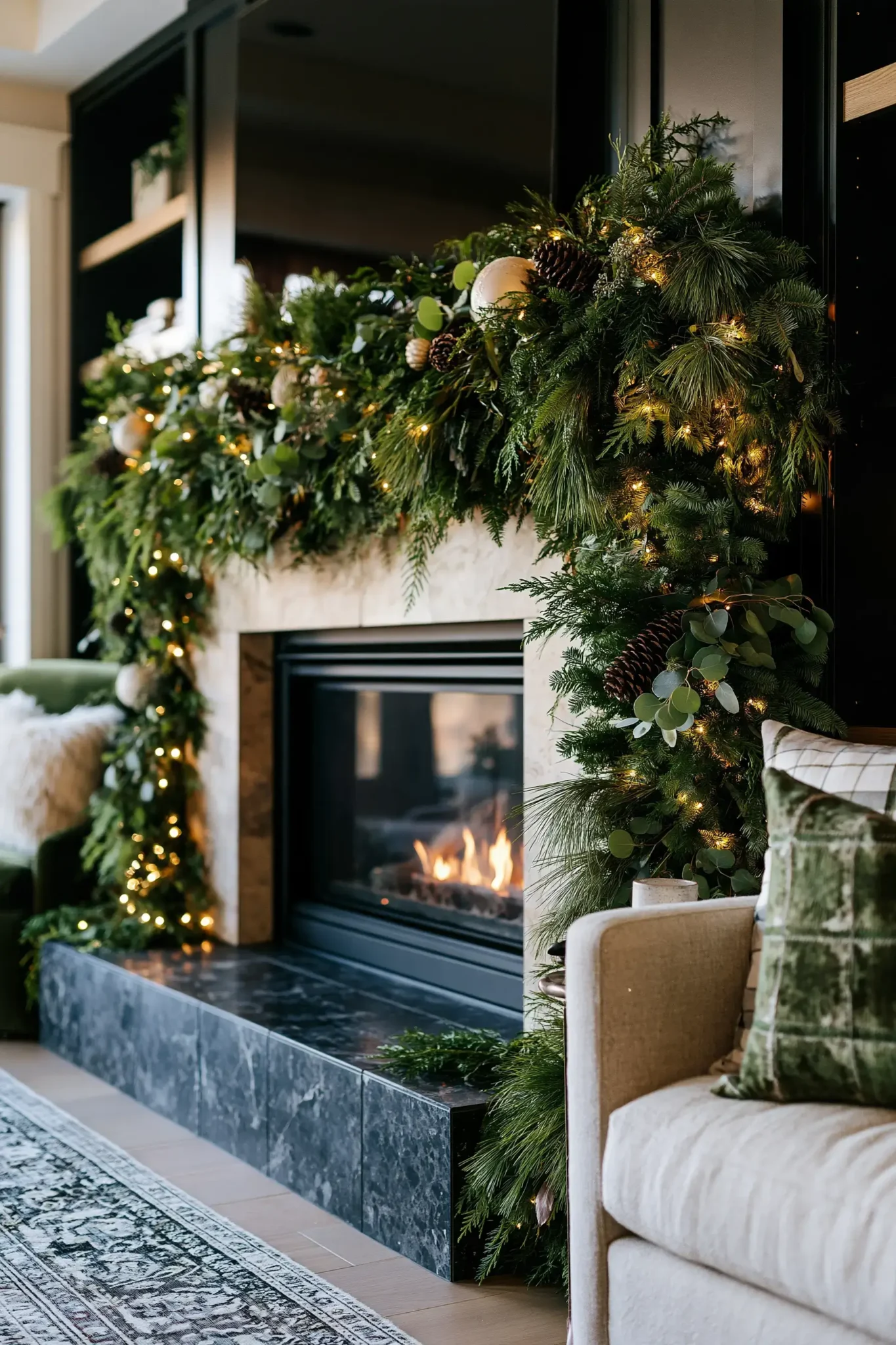 21 Christmas Mantle Decor Ideas for a Quiet, Lit Focal Point