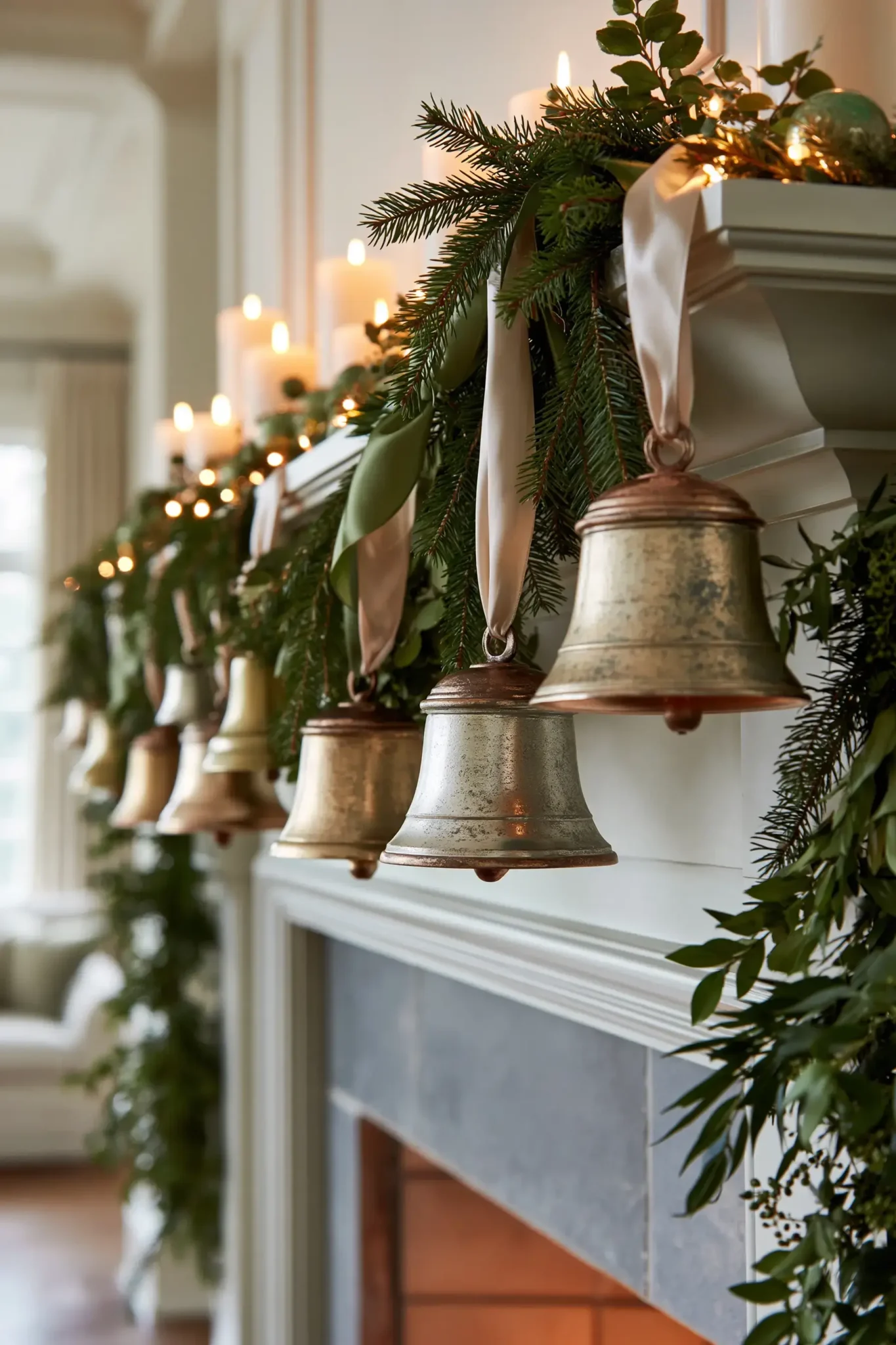 21 Christmas Mantle Decor Ideas for a Quiet, Lit Focal Point