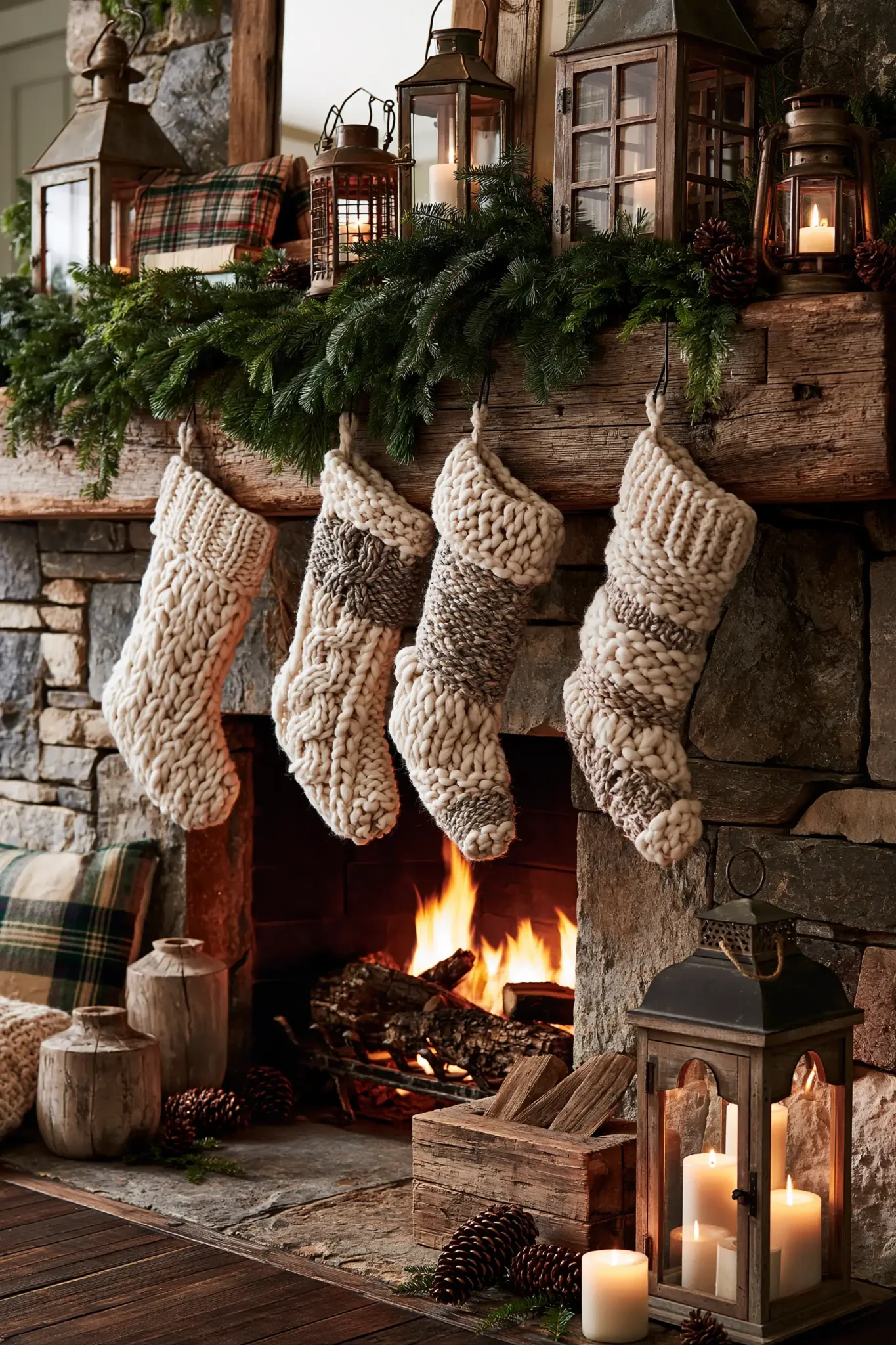 21 Christmas Mantle Decor Ideas for a Quiet, Lit Focal Point