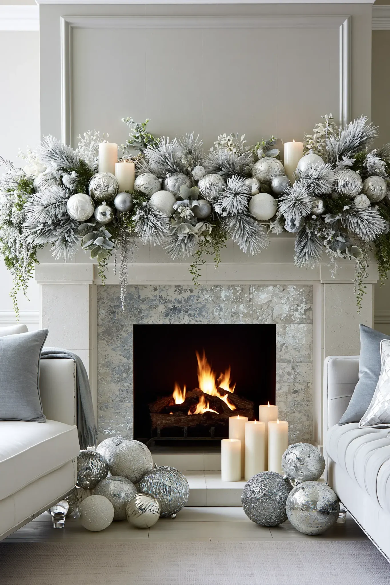 21 Christmas Mantle Decor Ideas for a Quiet, Lit Focal Point