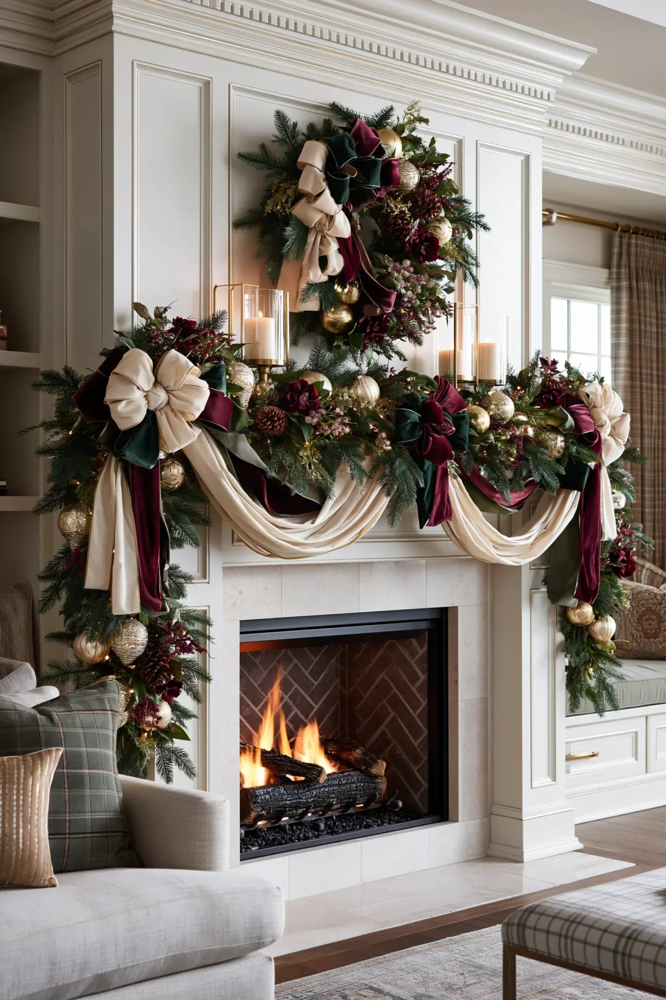 21 Christmas Mantle Decor Ideas for a Quiet, Lit Focal Point