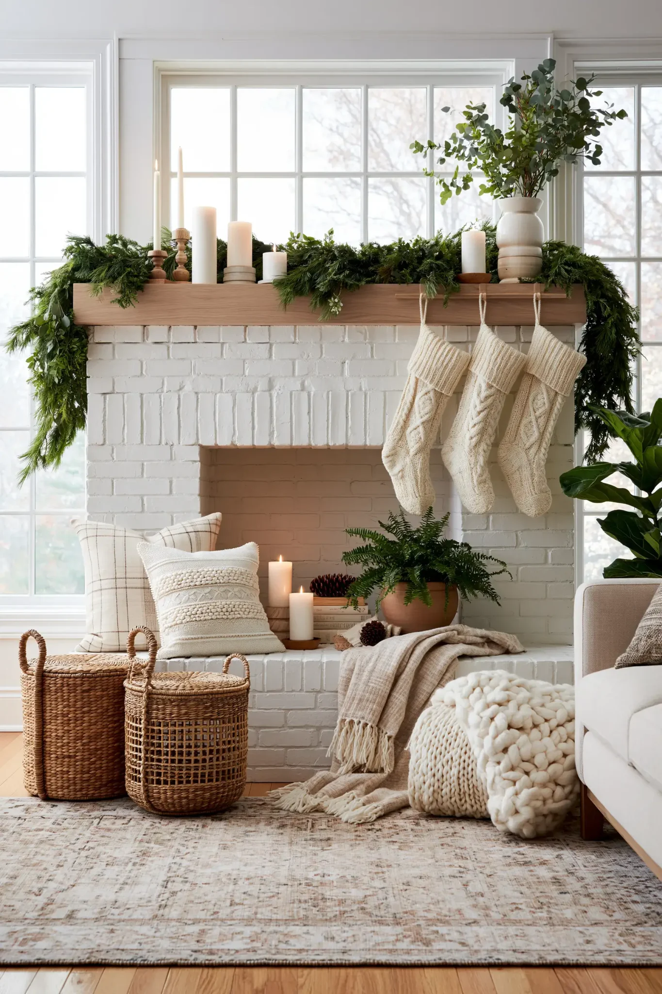 21 Christmas Mantle Decor Ideas for a Quiet, Lit Focal Point